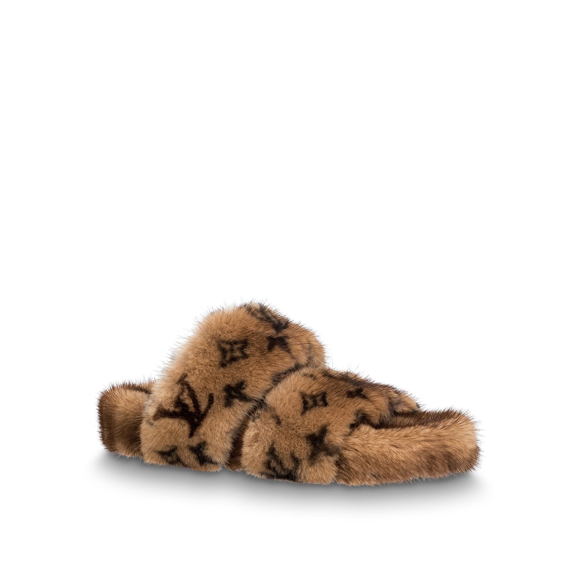 lv mink fur slides