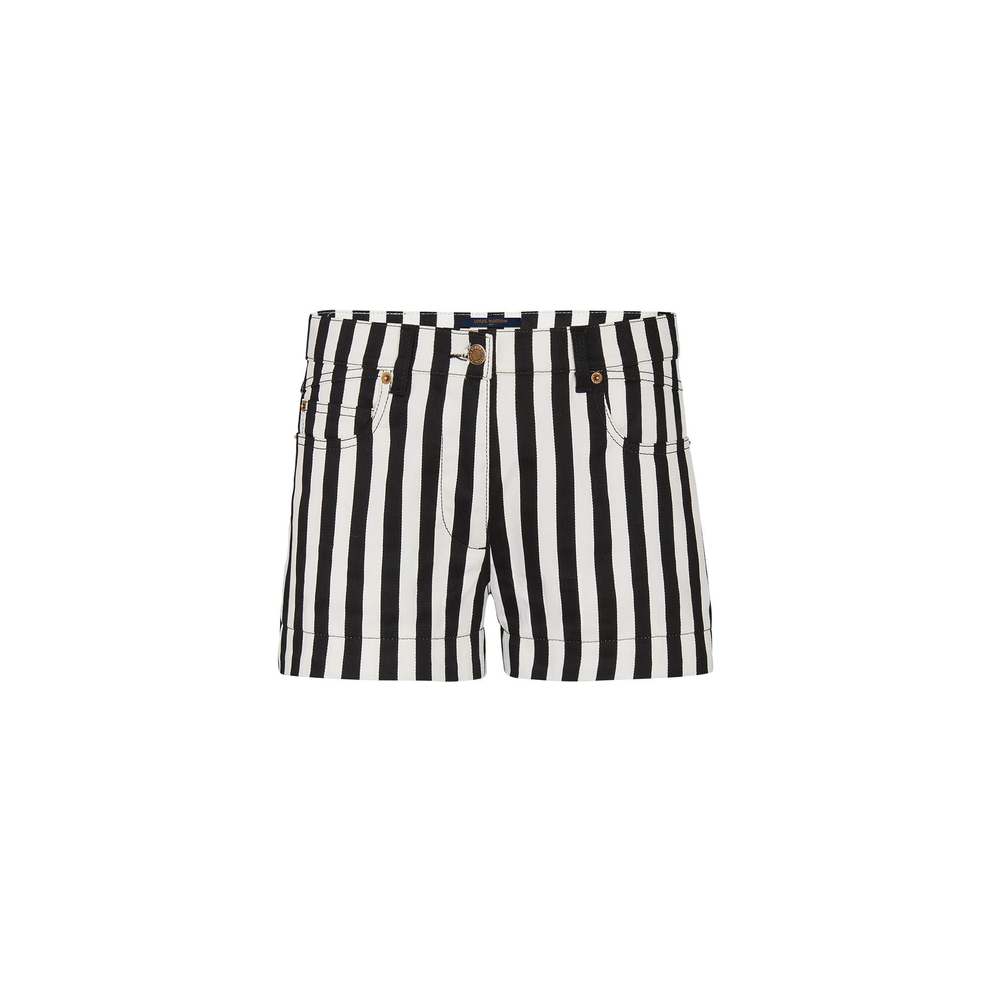 black and white striped denim shorts