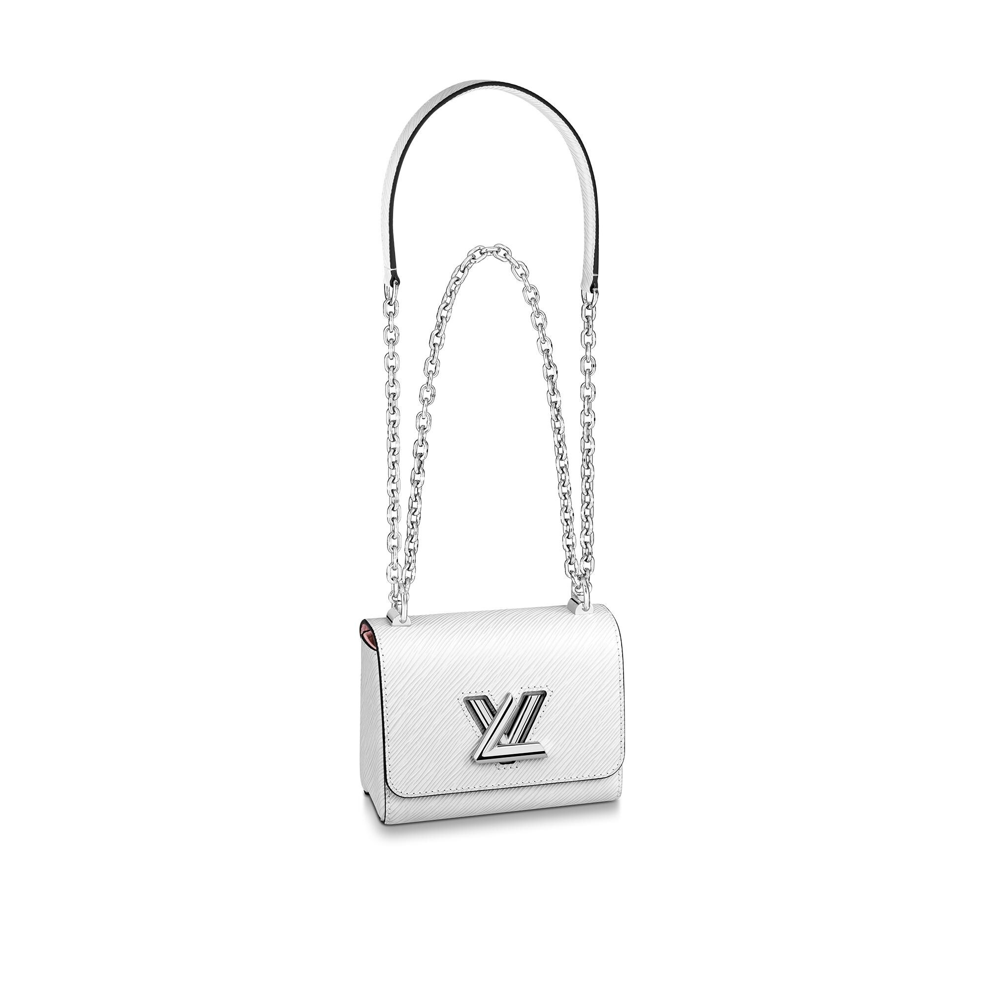 black side bag with silver chain